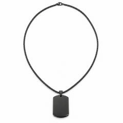black full Dog Tag Necklace. Source-guided retouched reference; blank before personalization.