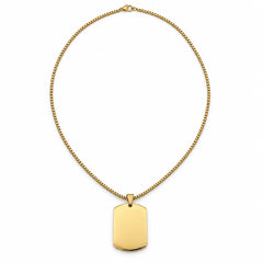 gold full Dog Tag Necklace. Source-guided retouched reference; blank before personalization.