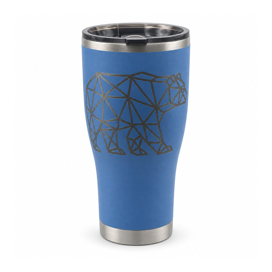 Geometric Bear HOGG 30oz Modern Curve engraved tumbler — geometric bear blue — 01 white hero