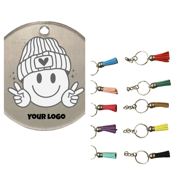 Clear Round Acrylic Keychain (5cm x 5cm) with Colorful Tassel