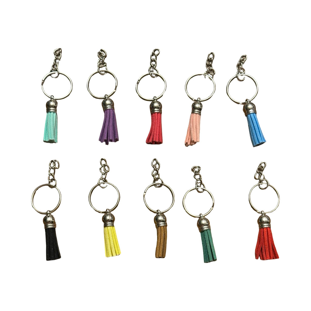 Clear Acrylic Rectangular Keychain (5cm x 5cm) with Colorful Tassel