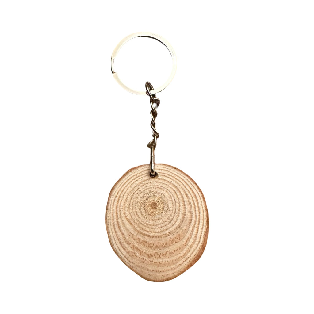 Wood Slice Keychain – Natural Round (4cm Diameter)