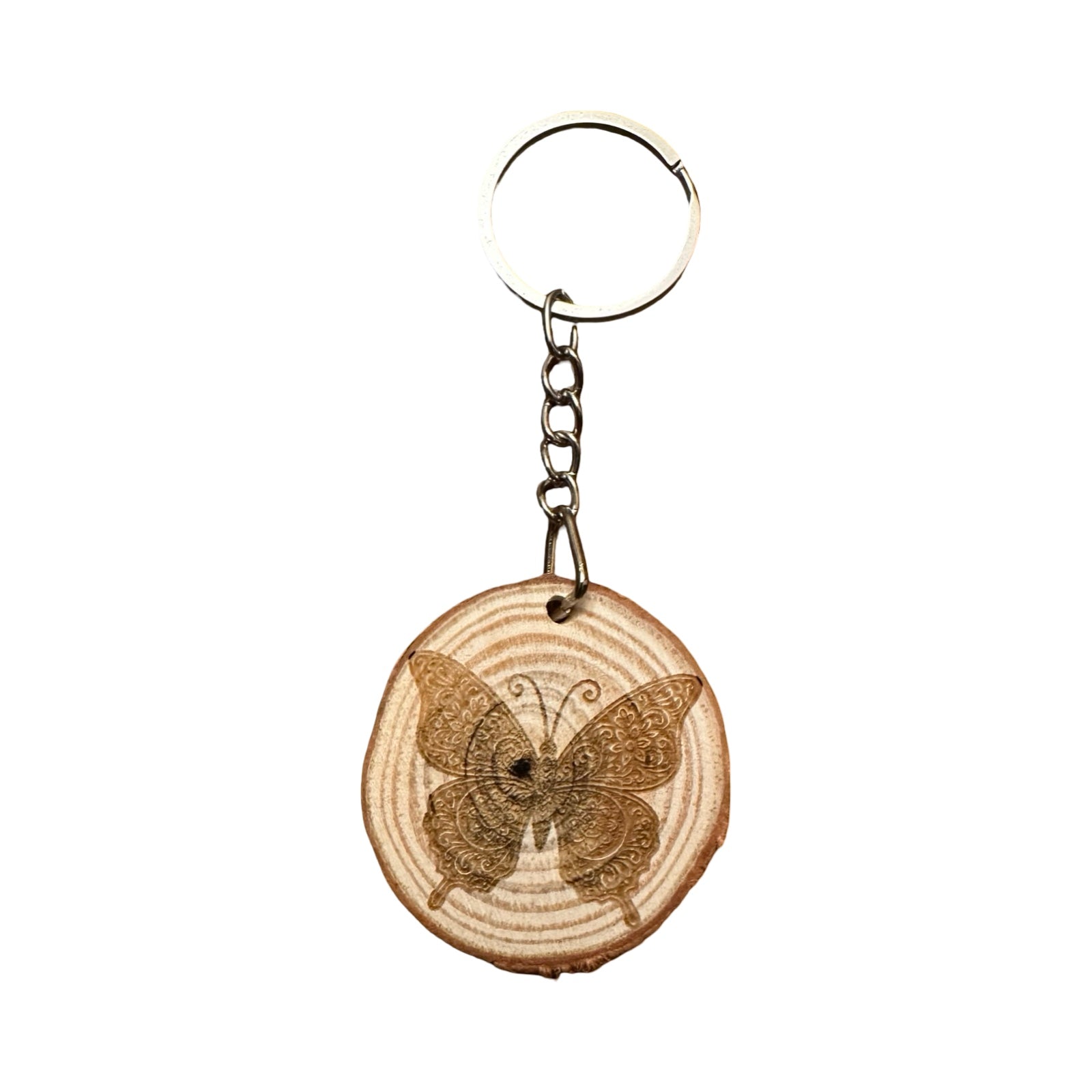 Wood Slice Keychain – Natural Round (4cm Diameter)