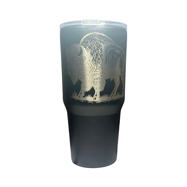 Custom Black 30 oz Engraved Tumbler – Buffalo Design