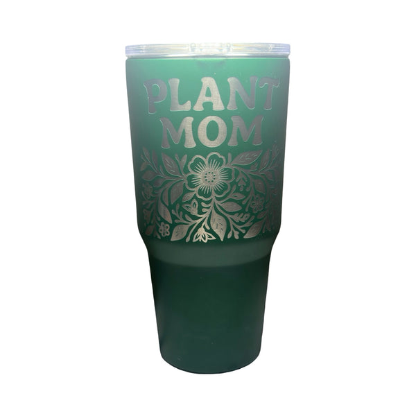 Custom Green 30 oz “Plant Mom” Engraved Tumbler