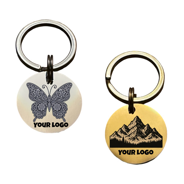 Round Metal Keychain (2.5cm Diameter) – Gold or Silver