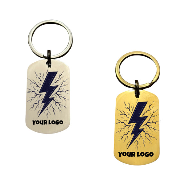 Metal Dog Tag Keychain (5cm x 3cm) – Gold or Silver