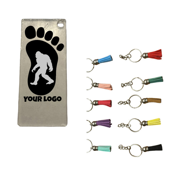 Clear Acrylic Rectangular Keychain (5cm x 5cm) with Colorful Tassel