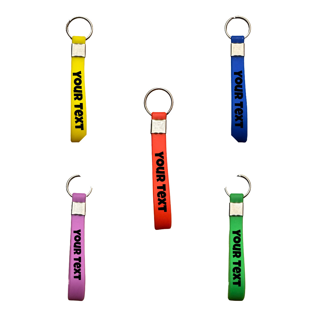 Silicone Bracelet Keychain (10cm x 1cm) – Multiple Colors