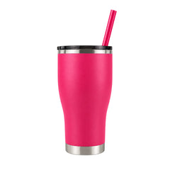Hot Pink HOGG 30oz Modern Curve Tumbler — front with matching straw