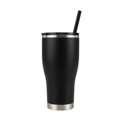 Black HOGG 30oz Modern Curve Tumbler — front with matching straw