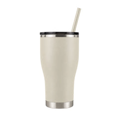 Beige HOGG 30oz Modern Curve Tumbler — front with matching straw