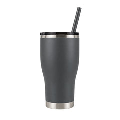 Charcoal Grey HOGG 30oz Modern Curve Tumbler — front with matching straw