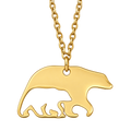 Gold Bear Cub Necklace, bear facing right. Blank upper body for a separate digital engraving overlay.