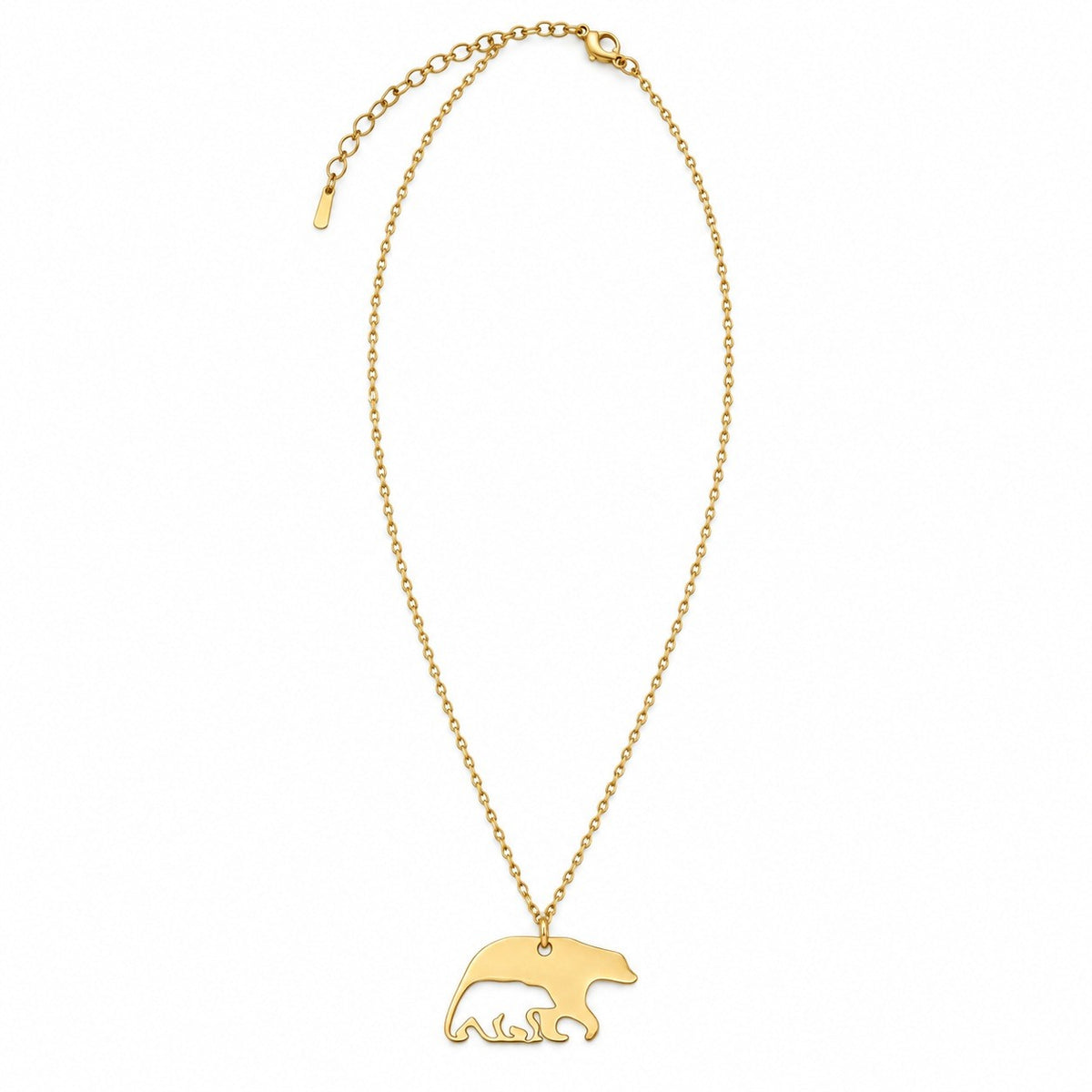 Full Gold Bear Cub Necklace with matching chain, clasp and extender.
