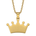 Gold Crown Necklace close-up with a blank five-point crown face, central bail and matching chain.