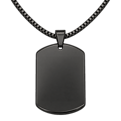 black engraving base Dog Tag Necklace. Source-guided retouched reference; blank before personalization.