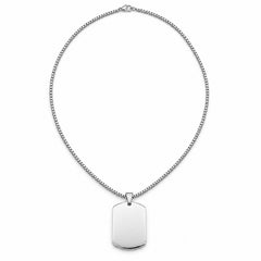 silver full Dog Tag Necklace. Source-guided retouched reference; blank before personalization.