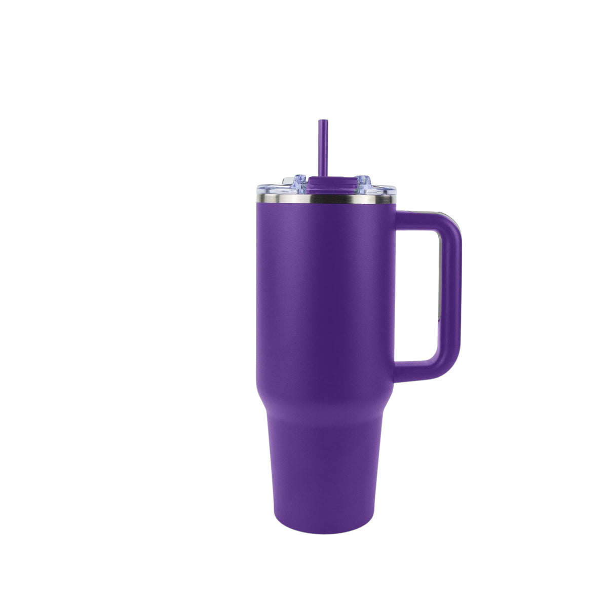 Roco Engraving 40oz purple Big Swig tumbler with handle, lid, and straw for custom laser engraving.