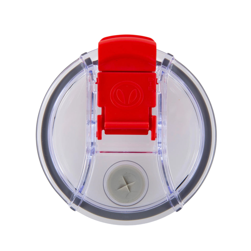 Roco Engraving 40oz Big Swig Tumbler clear plastic lid with a bright red flip-top closure and straw opening
