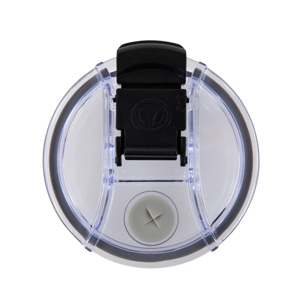 Clear plastic lid for Roco Engraving 40oz Big Swig Tumbler with black sliding closure and straw hole