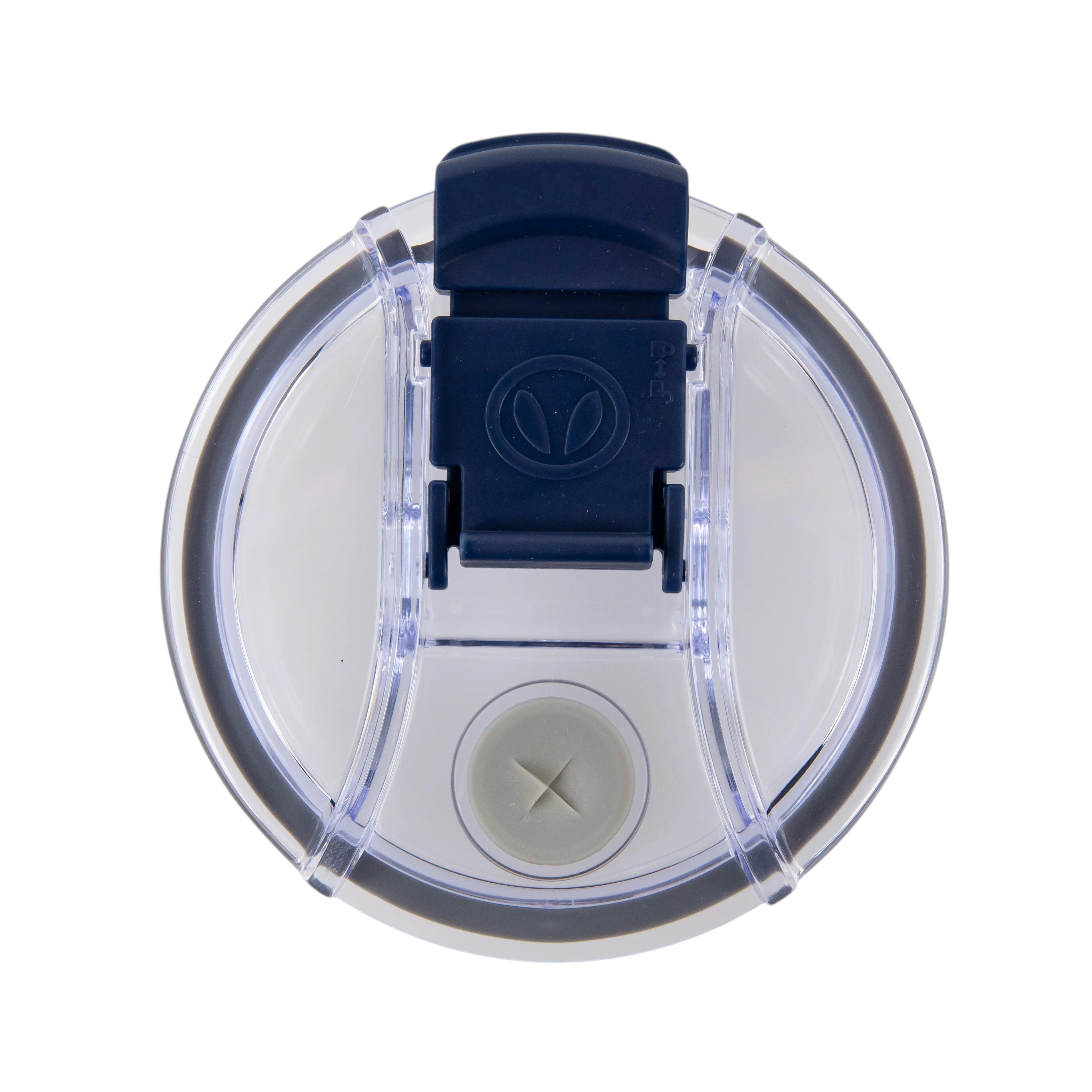 Roco Engraving 40oz Big Swig Tumbler clear plastic lid with navy blue flip-top closure and straw opening