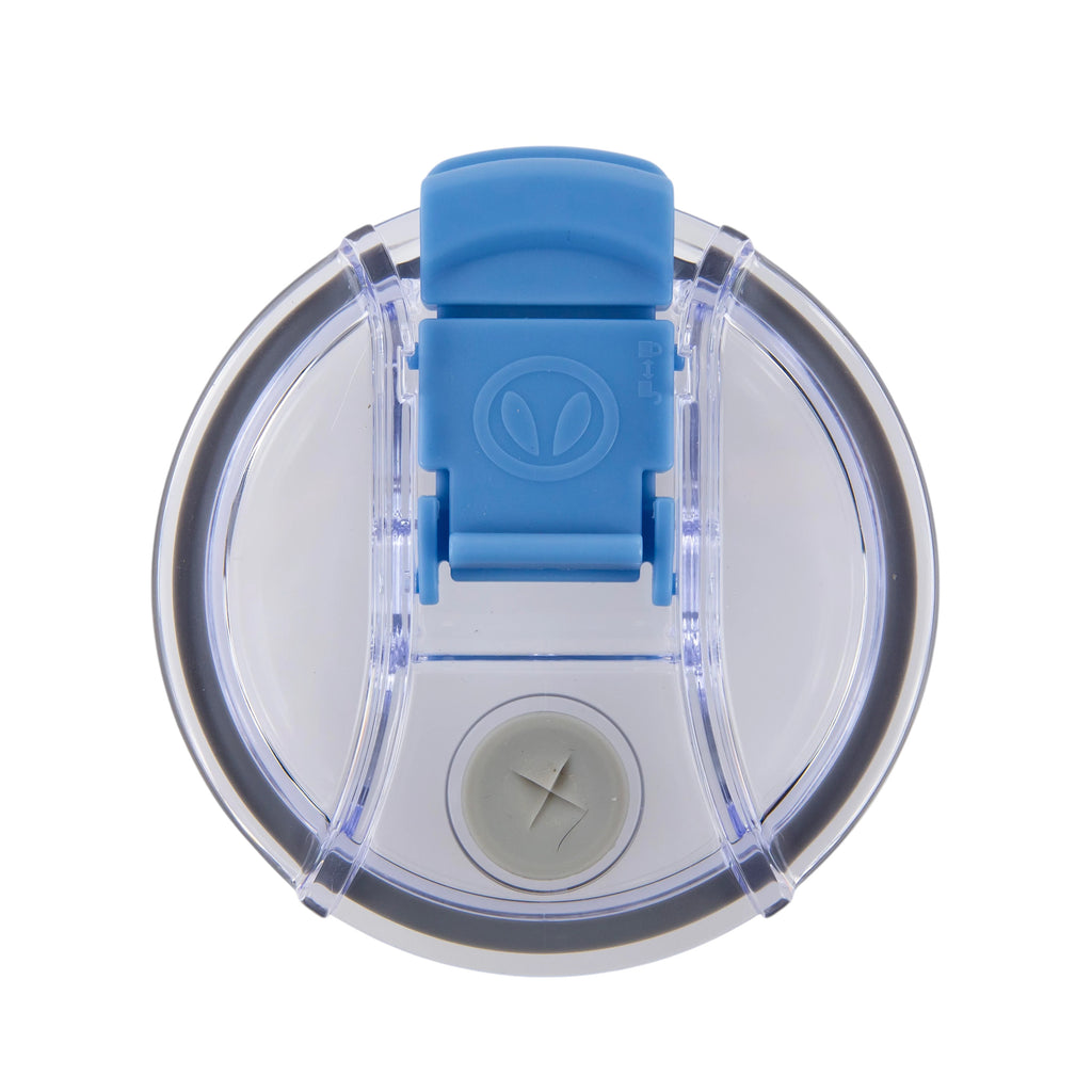Roco Engraving 40oz Big Swig Tumbler replacement lid with a blue flip-top closure and clear plastic design.