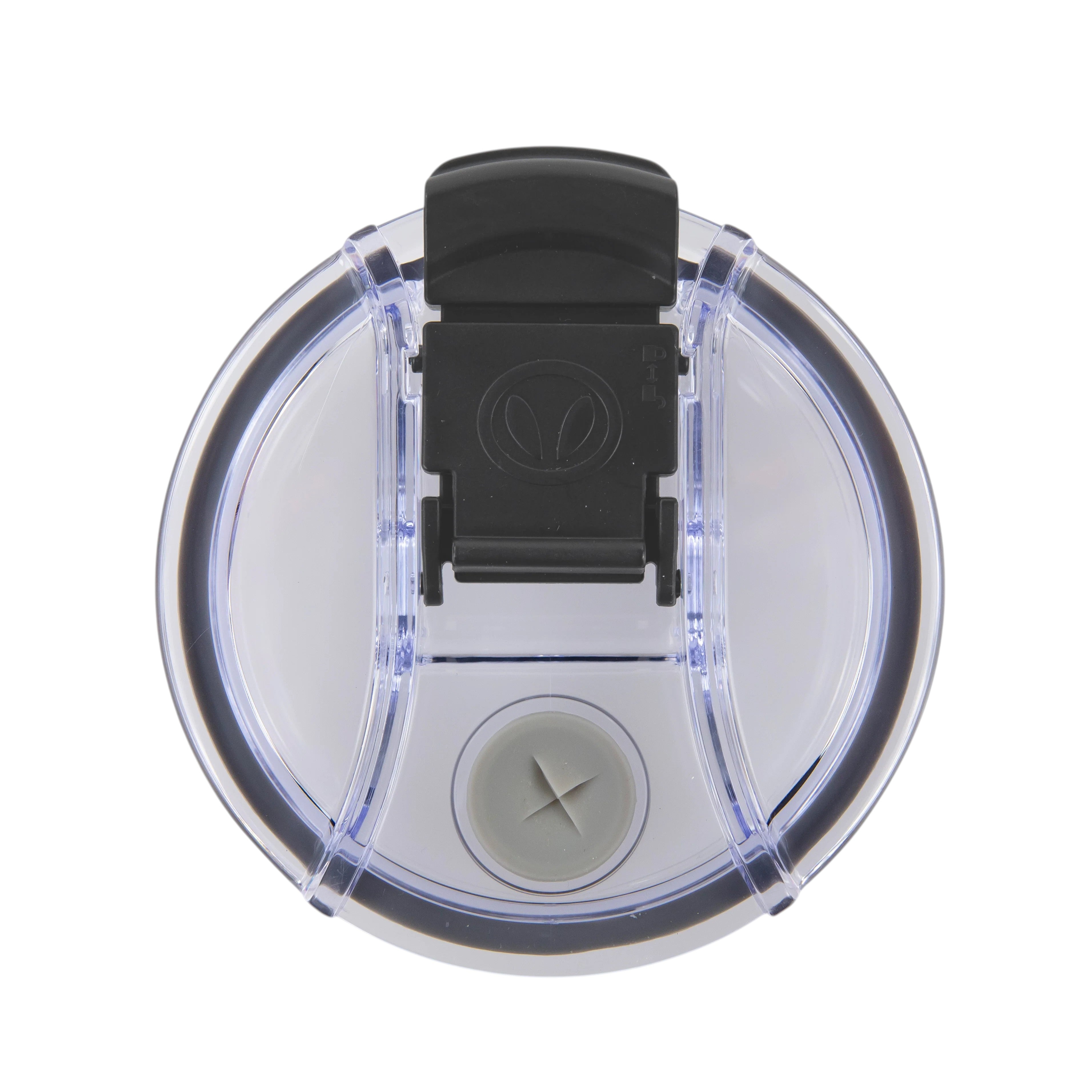 Roco Engraving 40oz Big Swig Tumbler clear plastic lid with black sliding closure and straw hole, top view