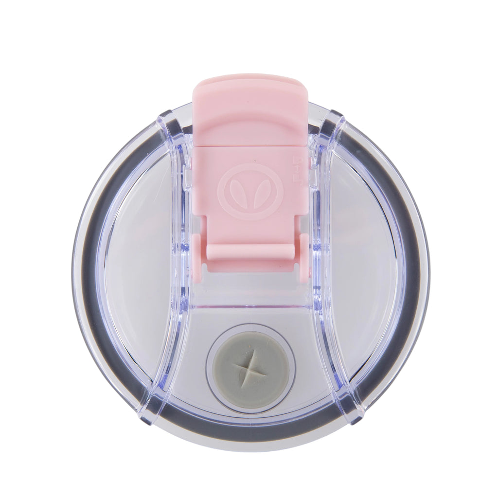 Roco Engraving 40oz Big Swig Tumbler replacement lid in clear plastic with a light pink sliding closure