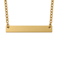 Gold-tone stainless steel horizontal bar necklace with a blank face before personalization