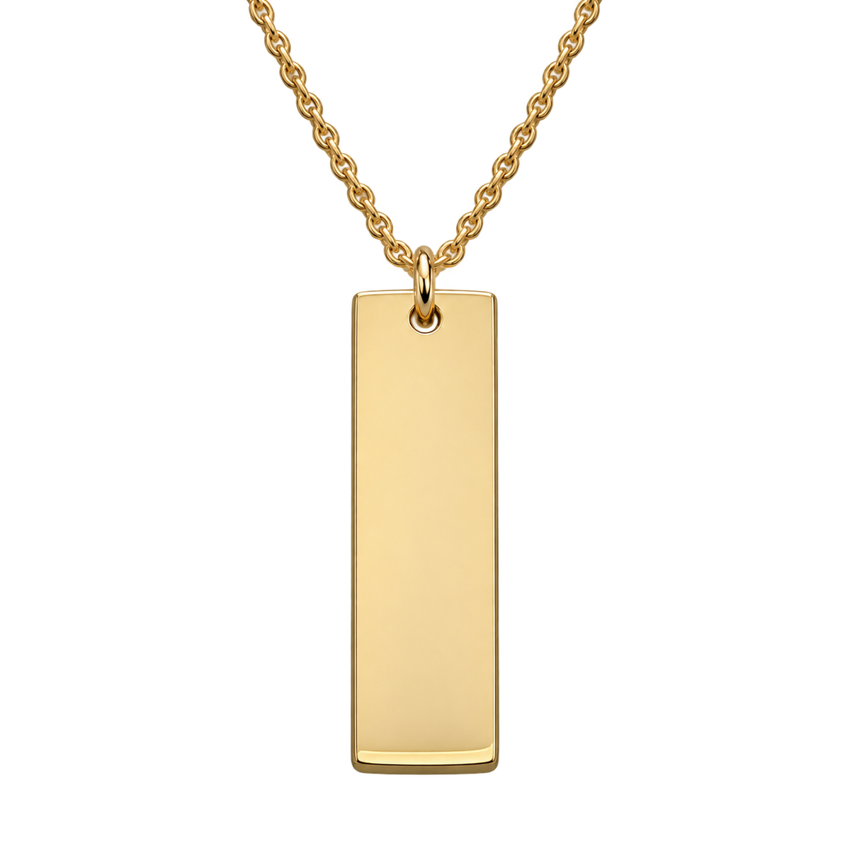 Gold Rectangular Tag Necklace — blank engraving preview base