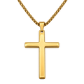 Gold Rounded Cross Necklace — Fine Chain, blank front-photo reference for an illustrative engraving preview, not photographed engraving.
