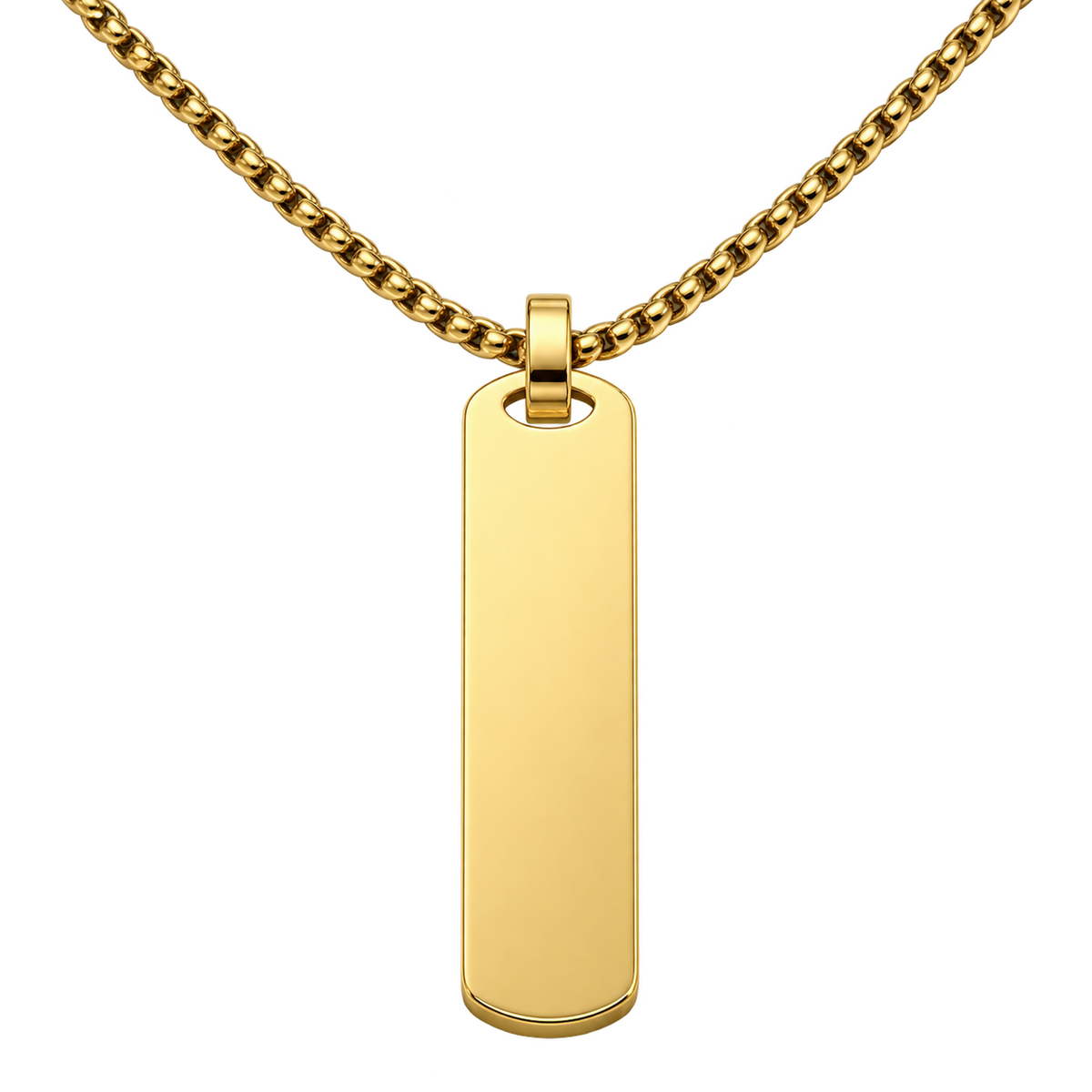 Gold Rounded Tag Necklace — blank engraving preview base