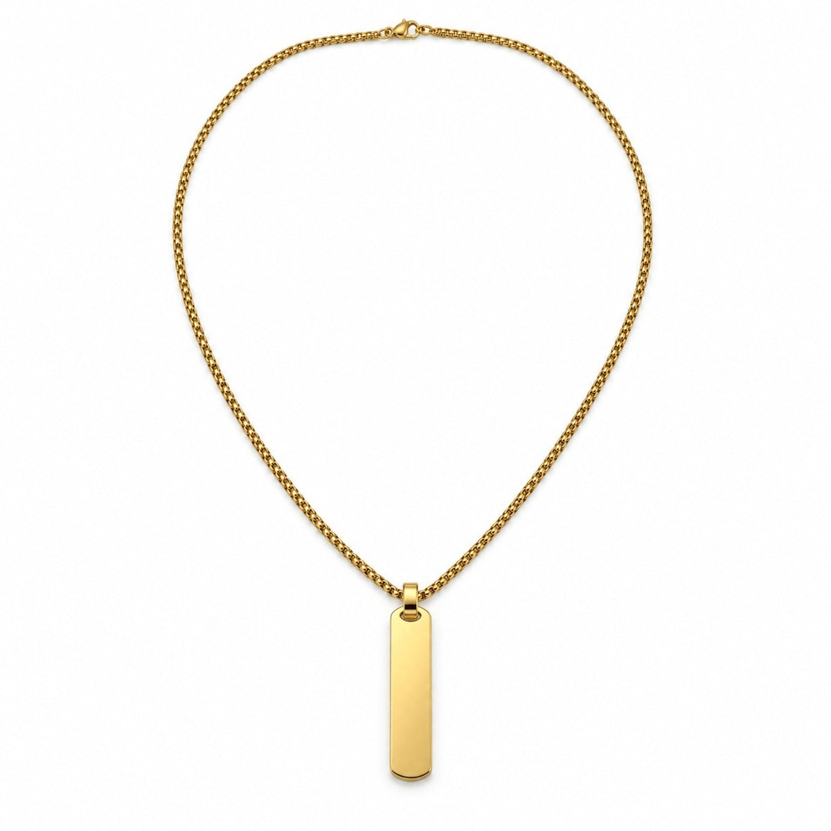 Gold Rounded Tag Necklace — full view