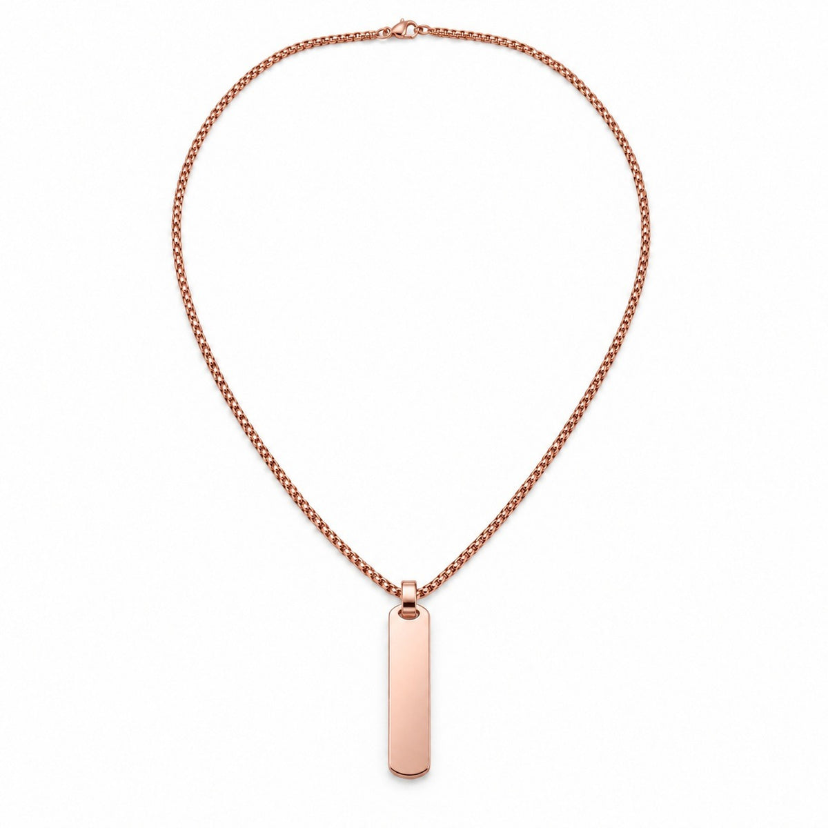 Rose Gold Rounded Tag Necklace — full view