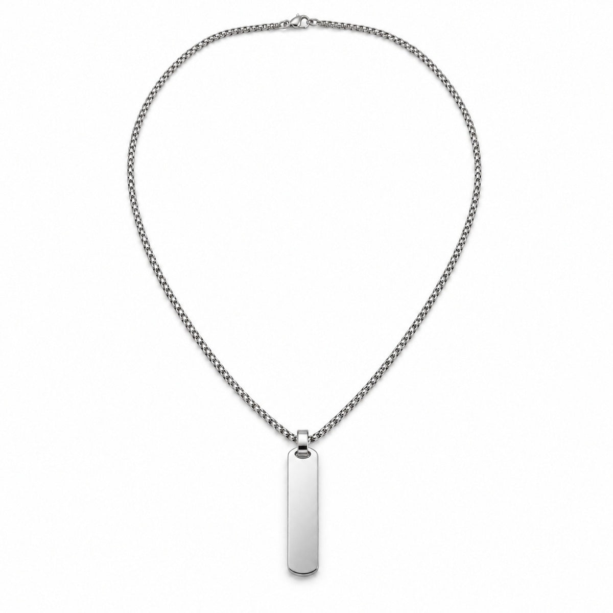 Silver Rounded Tag Necklace — full view
