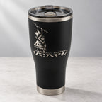 Native Rider — Southwest 30oz Tumbler in Black, engraving detail view