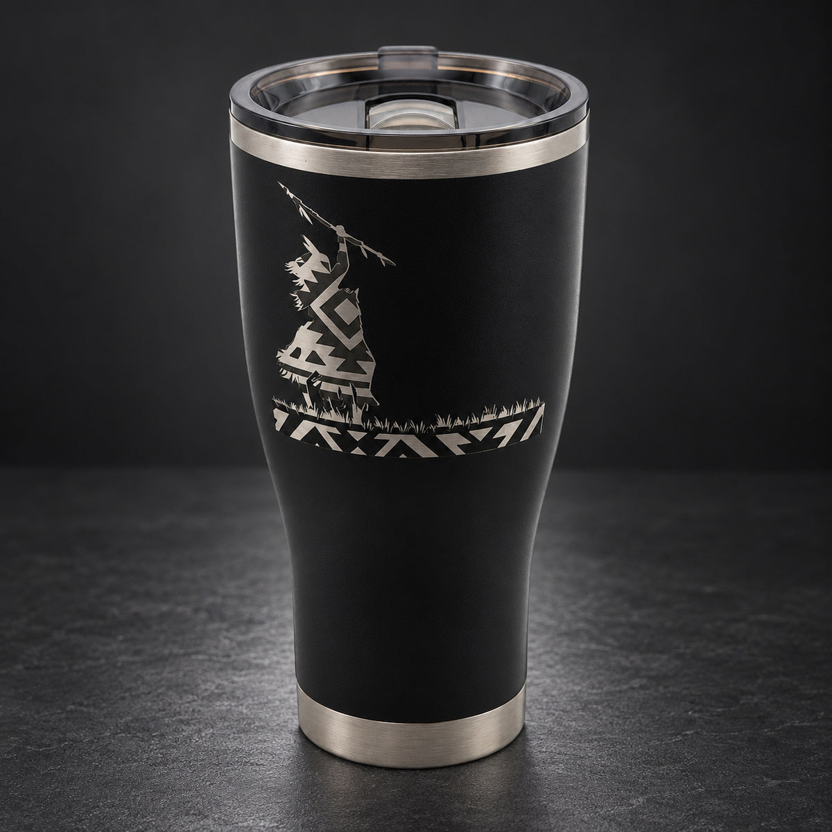 Native Rider — Southwest 30oz Tumbler in Black, studio view