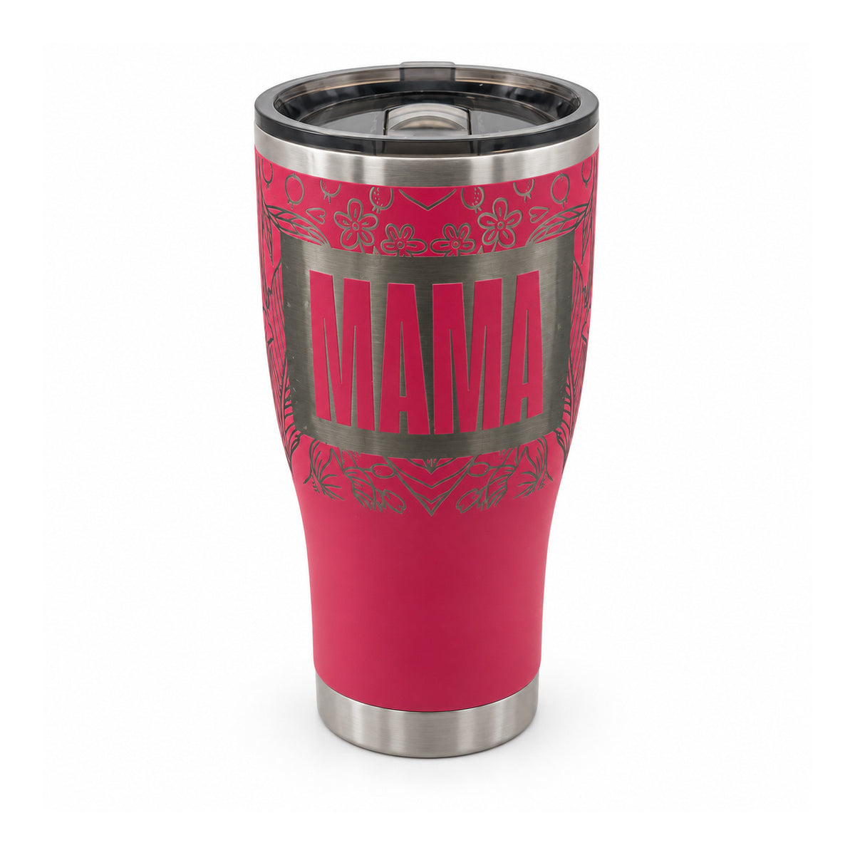 Mama Floral HOGG 30oz Modern Curve engraved tumbler — mama floral deep pink — 01 white hero