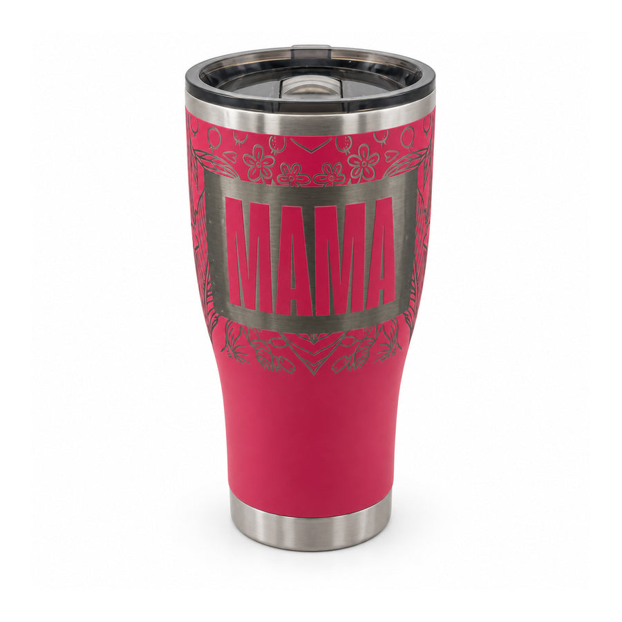 Mama Floral HOGG 30oz Modern Curve engraved tumbler — mama floral deep pink — 01 white hero