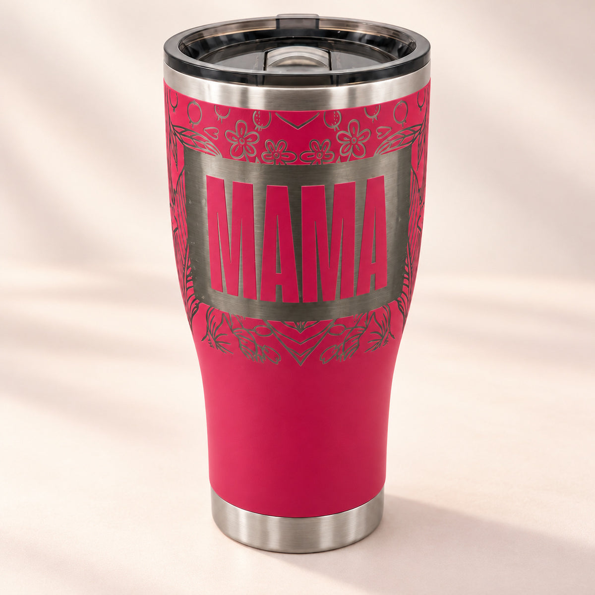 Mama Floral HOGG 30oz Modern Curve engraved tumbler — mama floral deep pink — 05 premium studio